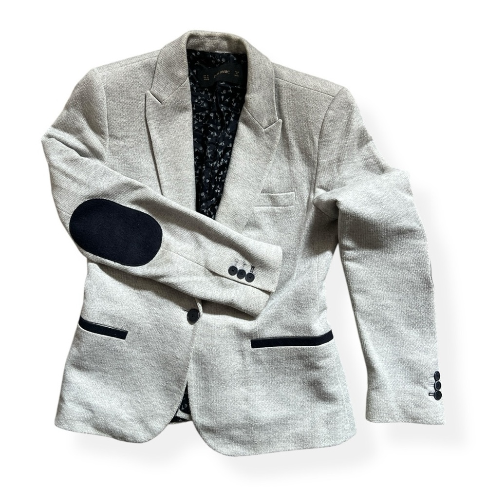 Grey Blazer with Black Accents